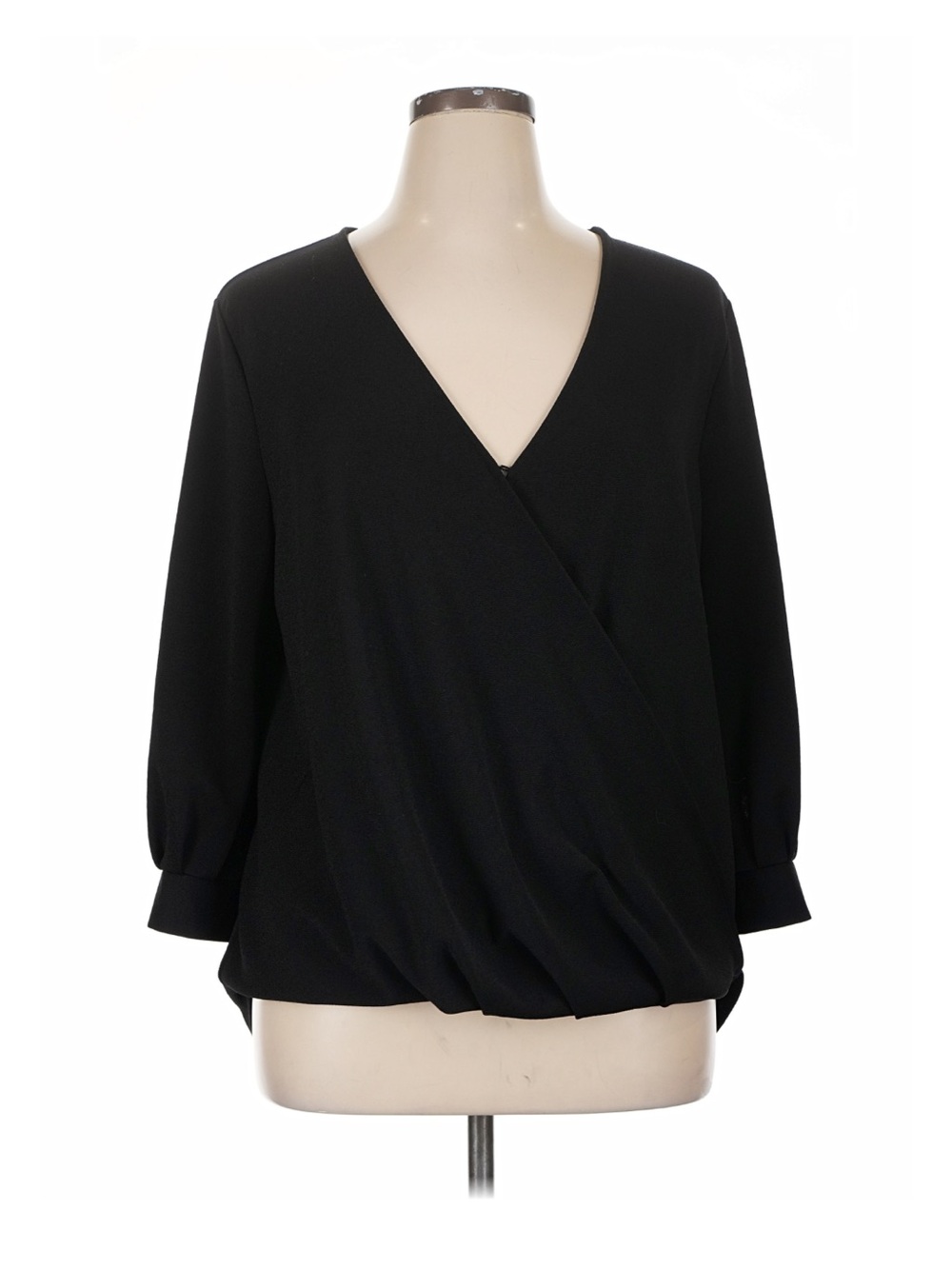 Banana Republic Black Faux-Wrap V-Neck Blouse